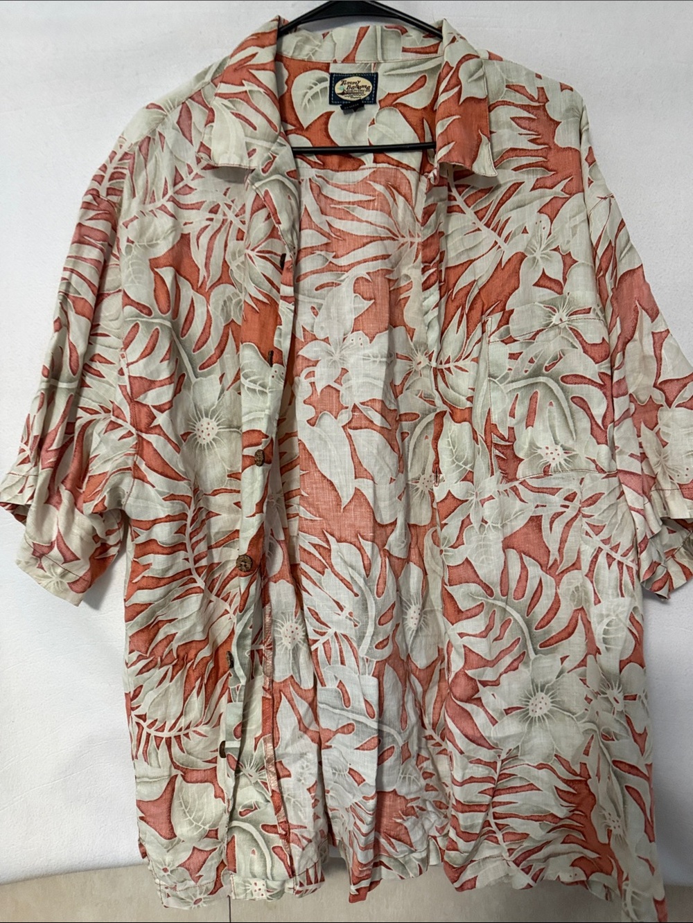 Tommy Bahama Coral and Cream Tropical Button-Up Shirt